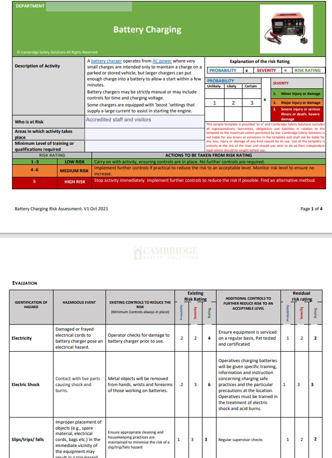 Battery Charging Risk Assessment