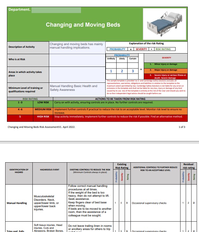 Moving and Making Beds. Assessment.