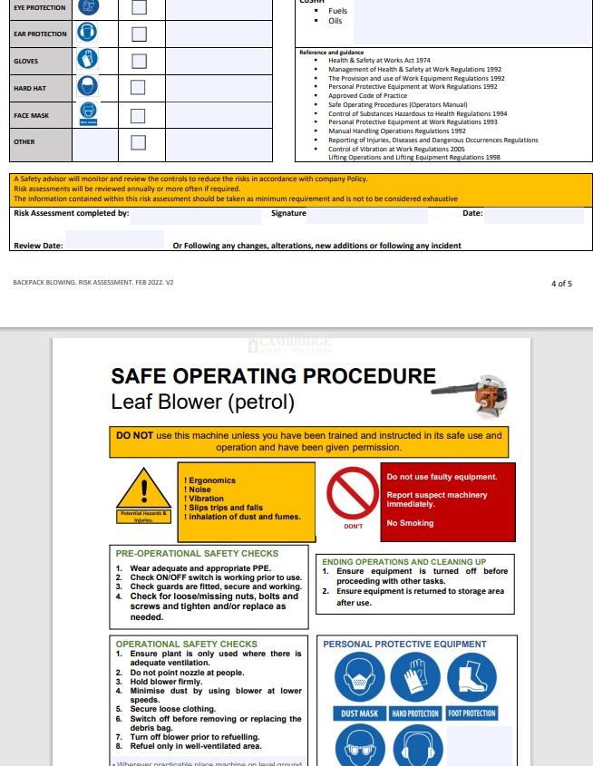 Leaf Blower Risk Assessment