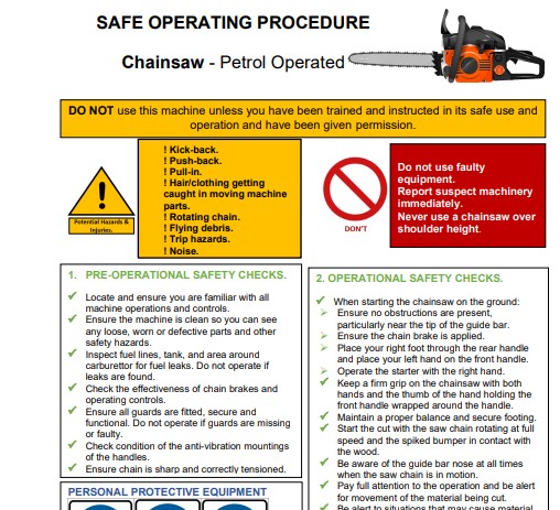 Chain Saw. Risk Assessment