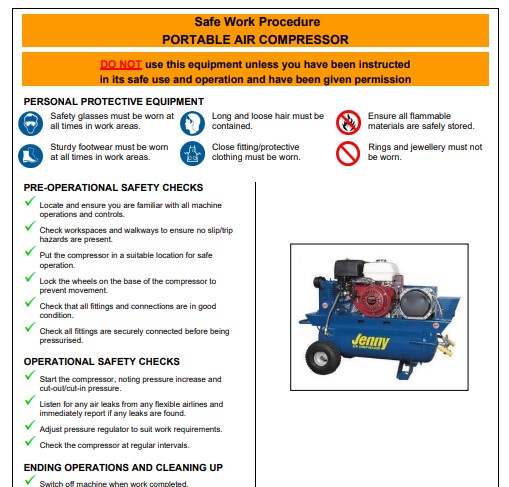 Air Compressor. Risk Assessment