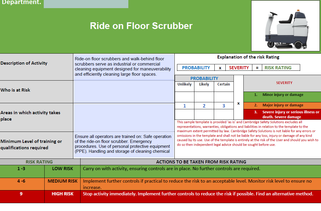 Industrial Floor Scrubber Risk Assessment