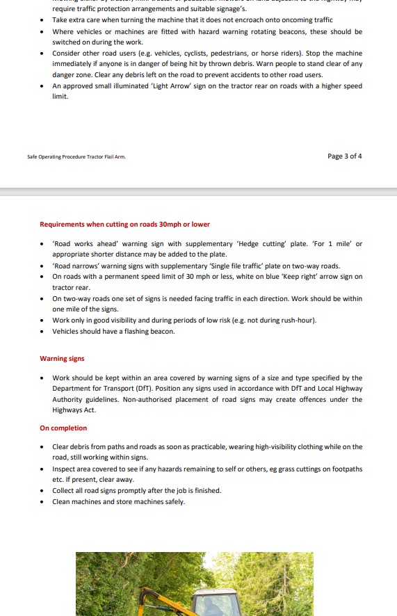 Tractor Mounted Hedge Flail. Risk Assessment