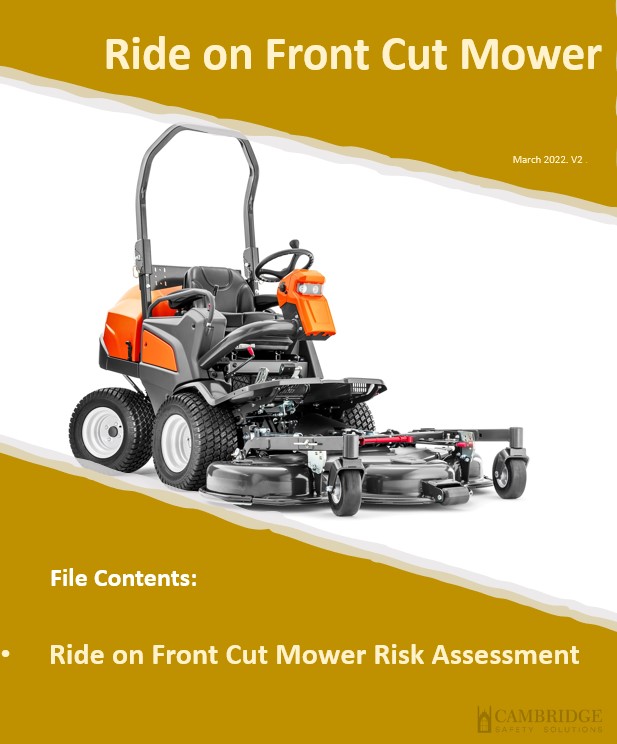 Ride on Front Cut Mower. Risk Assessment